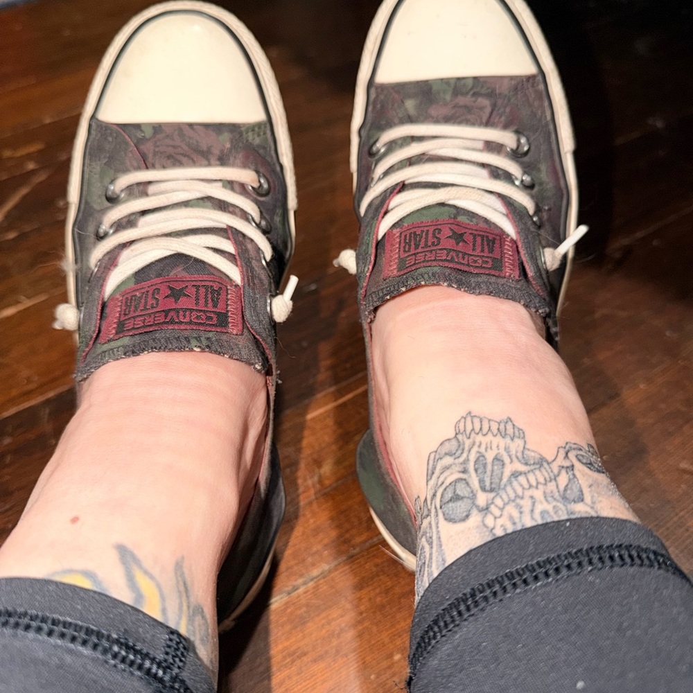 Converse All Star Roses Green and Cream Sneakers